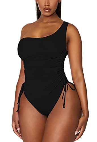 Viottiset Women's One Shoulder Ruched Swimsuit with Tummy Control