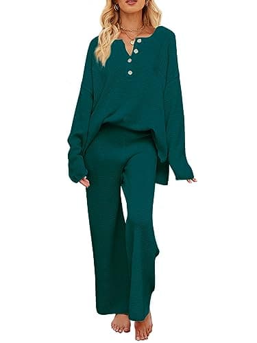 MEROKEETY Women's Long Sleeve Knit Sweater & Pants Set