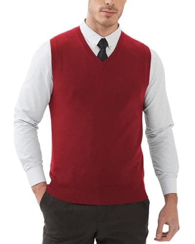 Kallspin Men's Wool Blended Relaxed Fit V-Neck Sleeveless Pullover