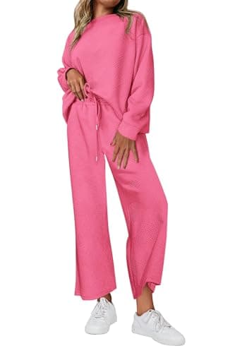 PRETTYGARDEN Women's Casual Long Sleeve Pullover Top & Wide Leg Pants Set