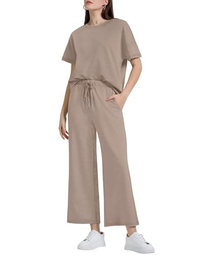 XIEERDUO Women's 2-Piece Loose Pajama Set Pullover Tops & Wide Leg Pants