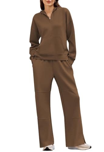 Pink Queen Women's Lounge Outfits Half Zip Hoodie & Sweatpants