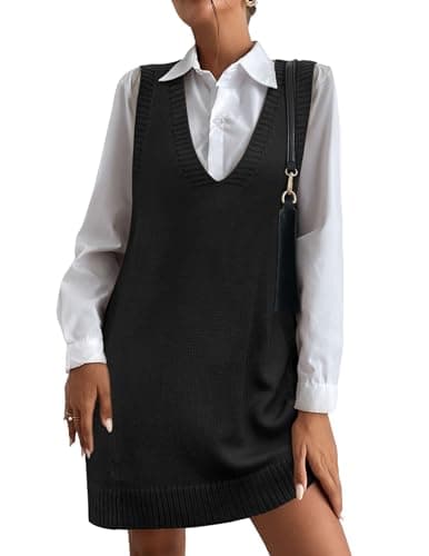 HOTOUCH Women's Oversized V-Neck Sweater Vest with Pockets