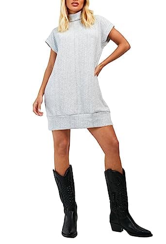 Women's Oversized Turtleneck Sweater Vest Dress