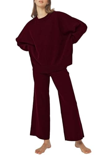 Pink Queen Women's 2-Piece Knit Outfit Set: Sweater & Wide Leg Pants