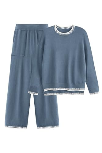 Women's Knit Sweater and Wide Leg Pants Set for Casual Loungewear