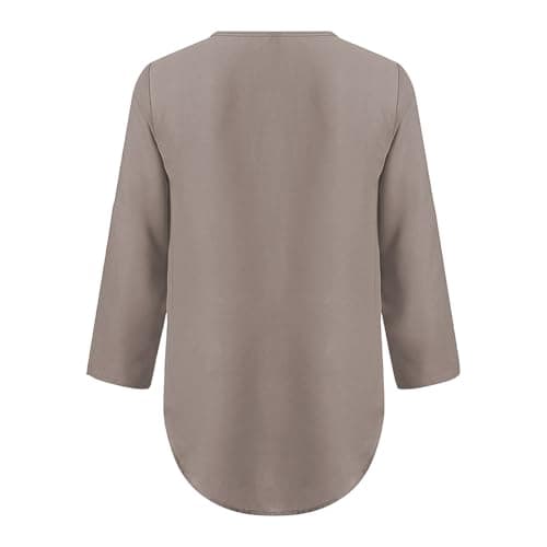 Trendy Plus Size Zip Front 3/4 Sleeve V Neck Summer Tops