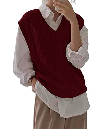 Holy Women's Oversized Cable Knit Sleeveless Sweater