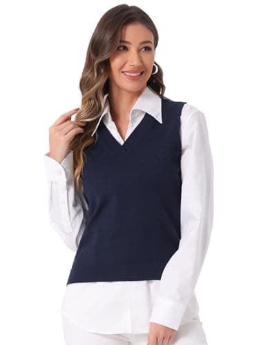 Women's V Neck Sleeveless Knit Pullover Vest Top