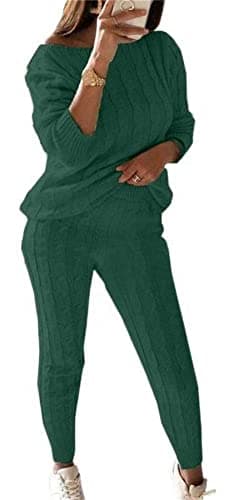 Lucuna Women's 2024 Fall Chunky Cable Knit Sweater Set Pants Loungewear