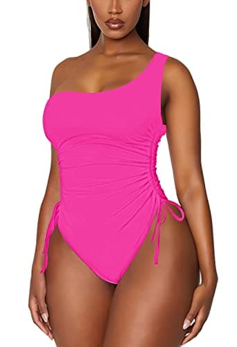 Viottiset Women's One Shoulder Ruched Swimsuit with Tummy Control