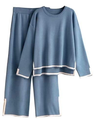 Tanming Women's Long Sleeve Knit Sweater & Wide Leg Pants Lounge Set