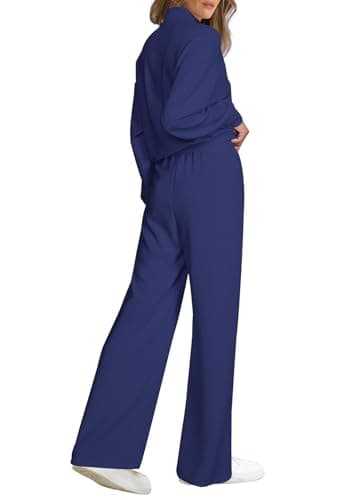 WIHOLL Women's 2-Piece Lounge Set: 2024 Half Zip Sweatshirt & Wide Leg Sweatpants with Pockets