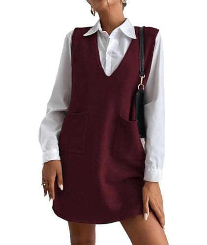 SEMATOMALA Women's Oversized Long Sleeveless V-Neck Knit Vest