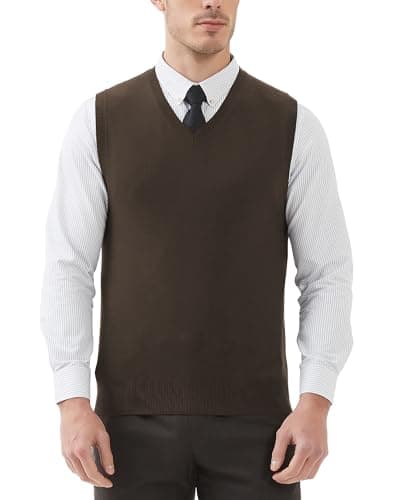 Kallspin Men's Wool Blended Relaxed Fit V-Neck Sleeveless Pullover