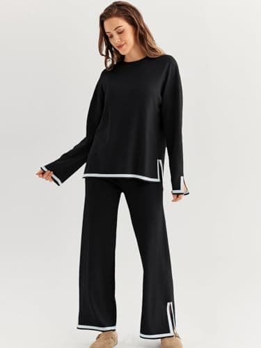 LILLUSORY Women's Fall 2-Piece Lounge Set Sweatsuits Wide Leg Pants