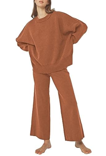 Pink Queen Women's 2-Piece Knit Outfit Set: Sweater & Wide Leg Pants