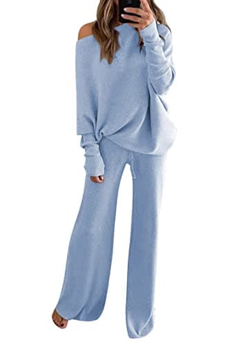 Linsery Women's 2-Piece Knit Sweater and Wide Leg Pants Set