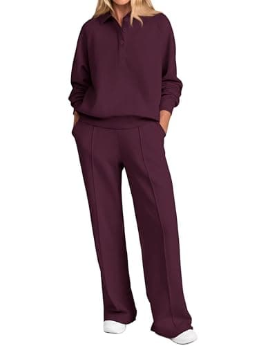 PRETTYGARDEN Women's Long Sleeve Sweatshirt & Wide Leg Pants Tracksuit