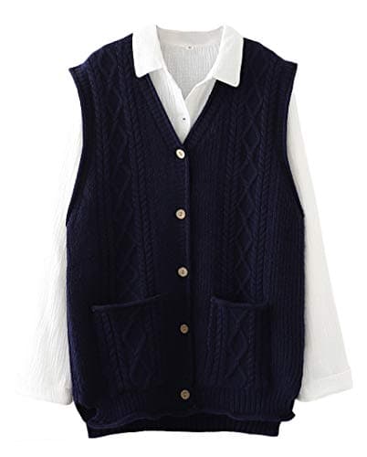 Minibee Women's Casual Sleeveless V-Neck Cardigan with Pockets