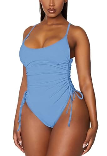 Viottiset Women's Ruched High Cut Tummy Control One Piece Bathing Suit