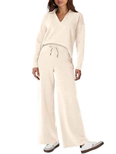 Glamaker Women's Matching Long Sleeve Sweatsuit and Wide Leg Pants Sets
