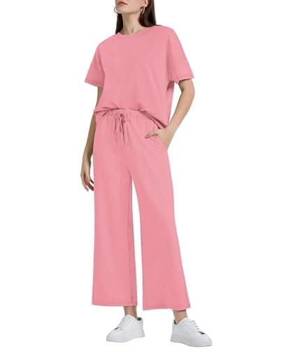 XIEERDUO Women's 2-Piece Loose Pajama Set Pullover Tops & Wide Leg Pants
