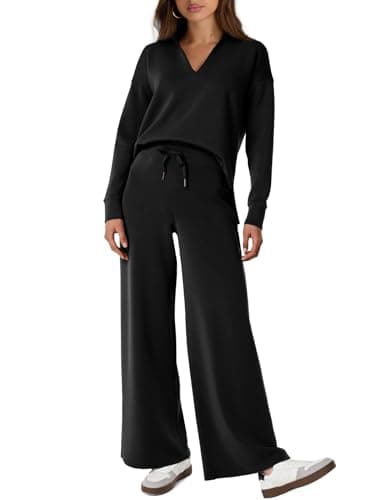 Glamaker Women's Matching Long Sleeve Sweatsuit and Wide Leg Pants Sets