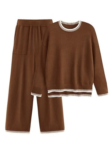 Women's Knit Sweater and Wide Leg Pants Set for Casual Loungewear