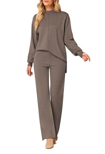 Linsery Women's High Neck Knitted Sweater & Wide Leg Pant Sets