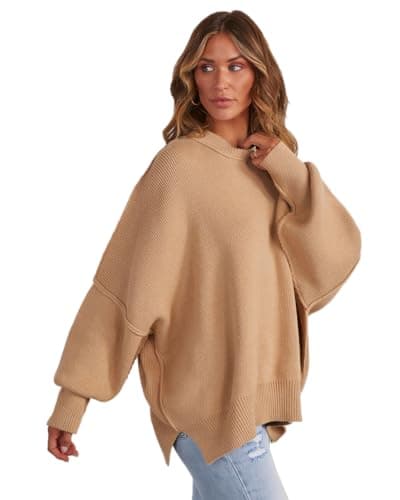 Cordat Women's Oversized Batwing Balloon Sleeve Knit Sweaters