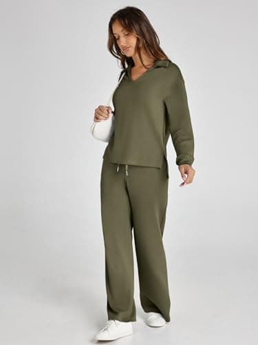 Glamaker Women's Matching Long Sleeve Sweatsuit and Wide Leg Pants Sets