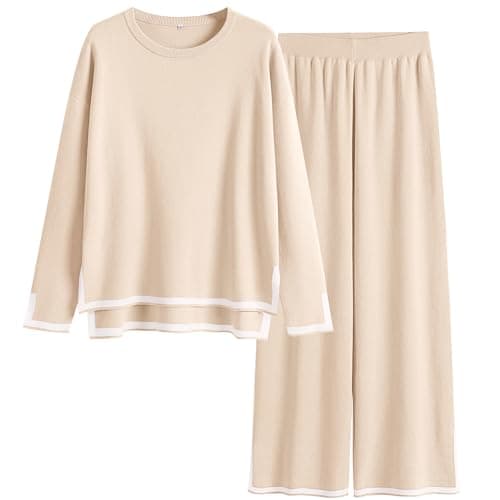 ANRABESS Women's Knit Sweater Tops & Wide Leg Pants Matching Sweatsuit Set