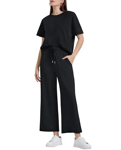 XIEERDUO Women's 2-Piece Loose Pajama Set Pullover Tops & Wide Leg Pants
