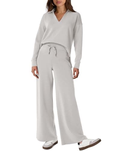 Glamaker Women's Matching Long Sleeve Sweatsuit and Wide Leg Pants Sets