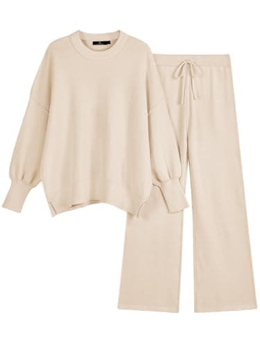 LILLUSORY Women's Oversized Knit Sweatsuit with Wide Leg Pants