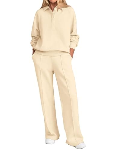 PRETTYGARDEN Women's Long Sleeve Sweatshirt & Wide Leg Pants Tracksuit