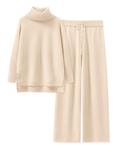ANRABESS Women's Oversized Turtleneck Sweater Set with Wide Leg PantsFall 2025
