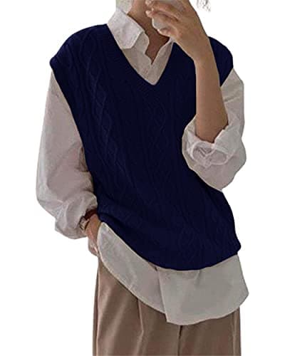 Holy Women's Oversized Cable Knit Sleeveless Sweater