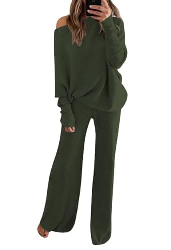 Fixmatti Women's High Neck Knit Sweater & Wide Leg Pant Outfit