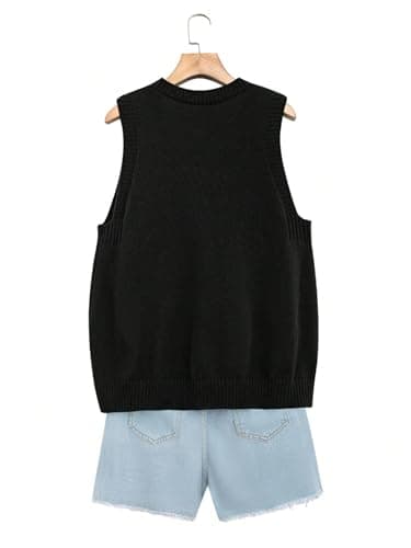 GORGLITTER Women's Plus Size V-Neck Sleeveless Sweater Dress with Pockets