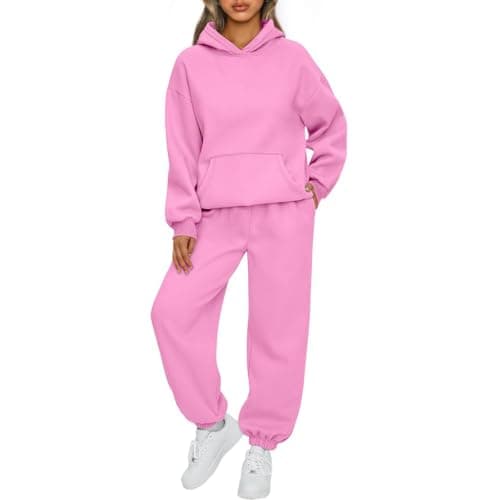 FlekmanArt Women's 2025 Long Sleeve Solid Sweatshirt Trends with Hoodies & Sweatpants