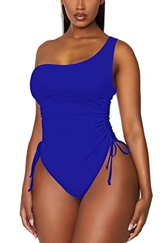 Viottiset Women's One Shoulder Ruched Swimsuit with Tummy Control