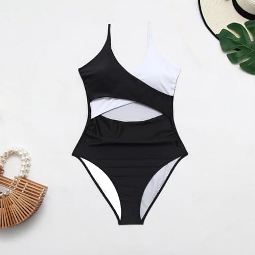 Color Block Tummy Control High Waisted V-Neck One Piece Bathing Suit