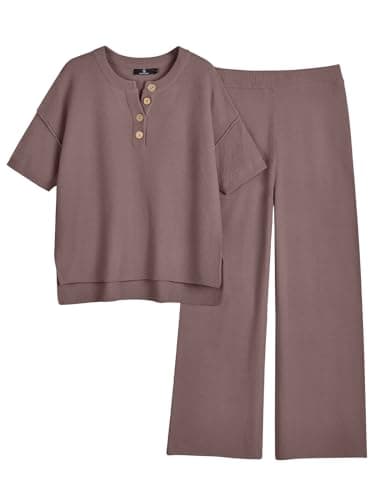 LILLUSORY Women's Casual 2-Piece Matching Sets Cozy Tops & Elastic Waisted Pants