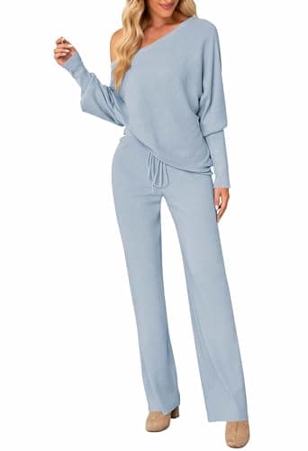 Linsery Women's High Neck Knitted Sweater Set with Wide Leg Pants