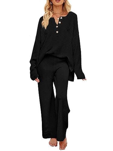 MEROKEETY Women's Long Sleeve Knit Sweater & Pants Set