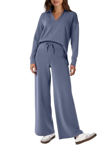 Glamaker Women's Matching Long Sleeve Sweatsuit and Wide Leg Pants Sets