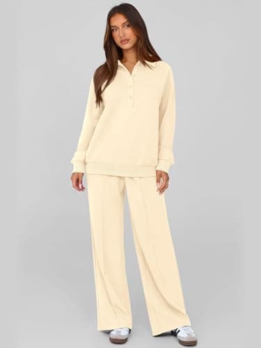 PRETTYGARDEN Women's Long Sleeve Sweatshirt & Wide Leg Pants Tracksuit