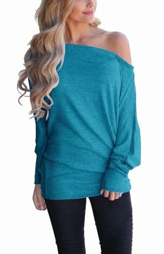 Lacozy Women's Off Shoulder Oversized Long Sleeve Knit Pullover